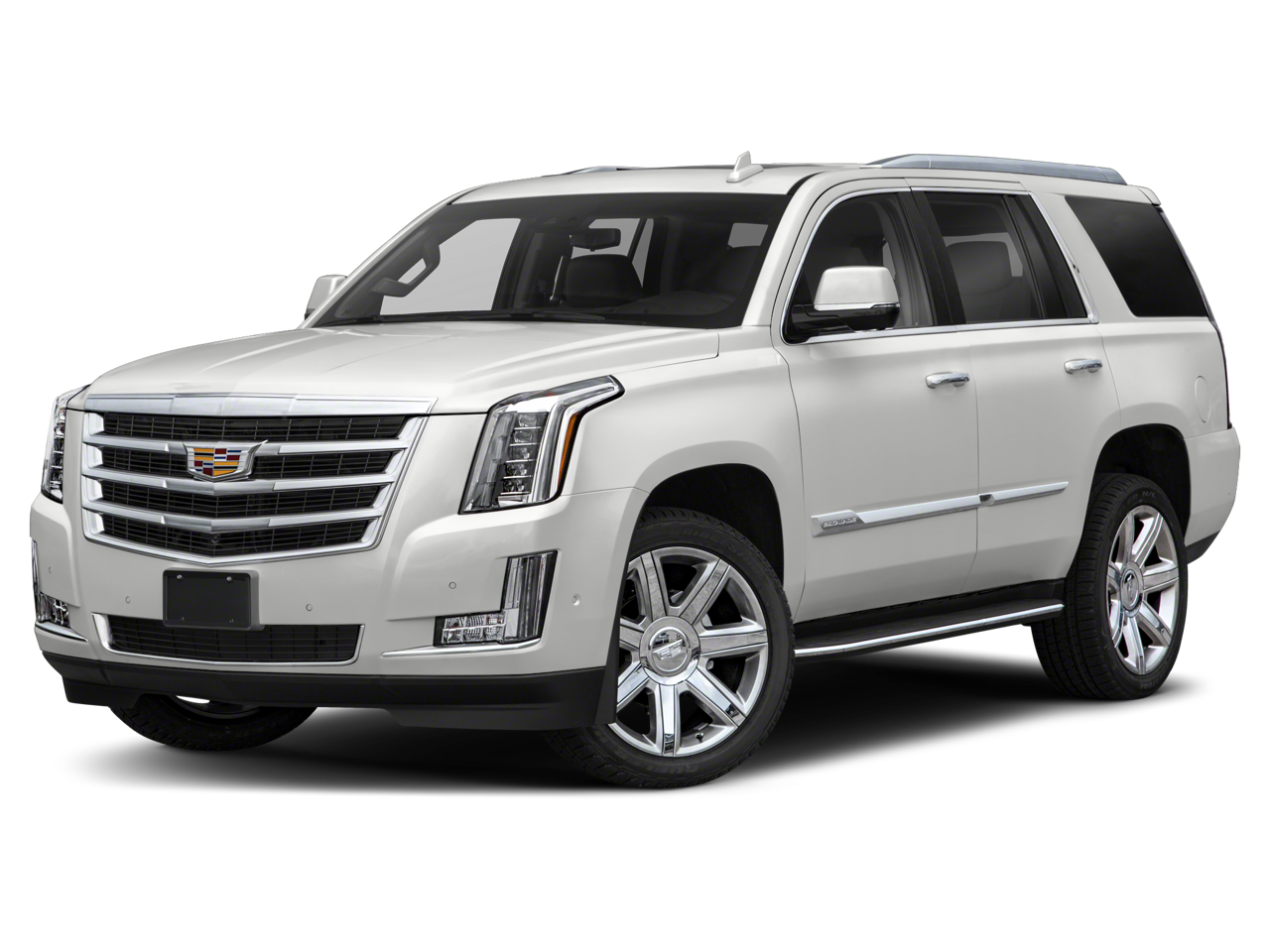 2019 Cadillac Escalade Platinum in Black Raven — front three-quarter view