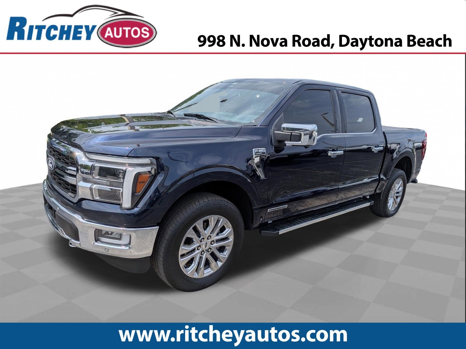 2024 Ford F-150 LARIAT in Blue — front three-quarter view