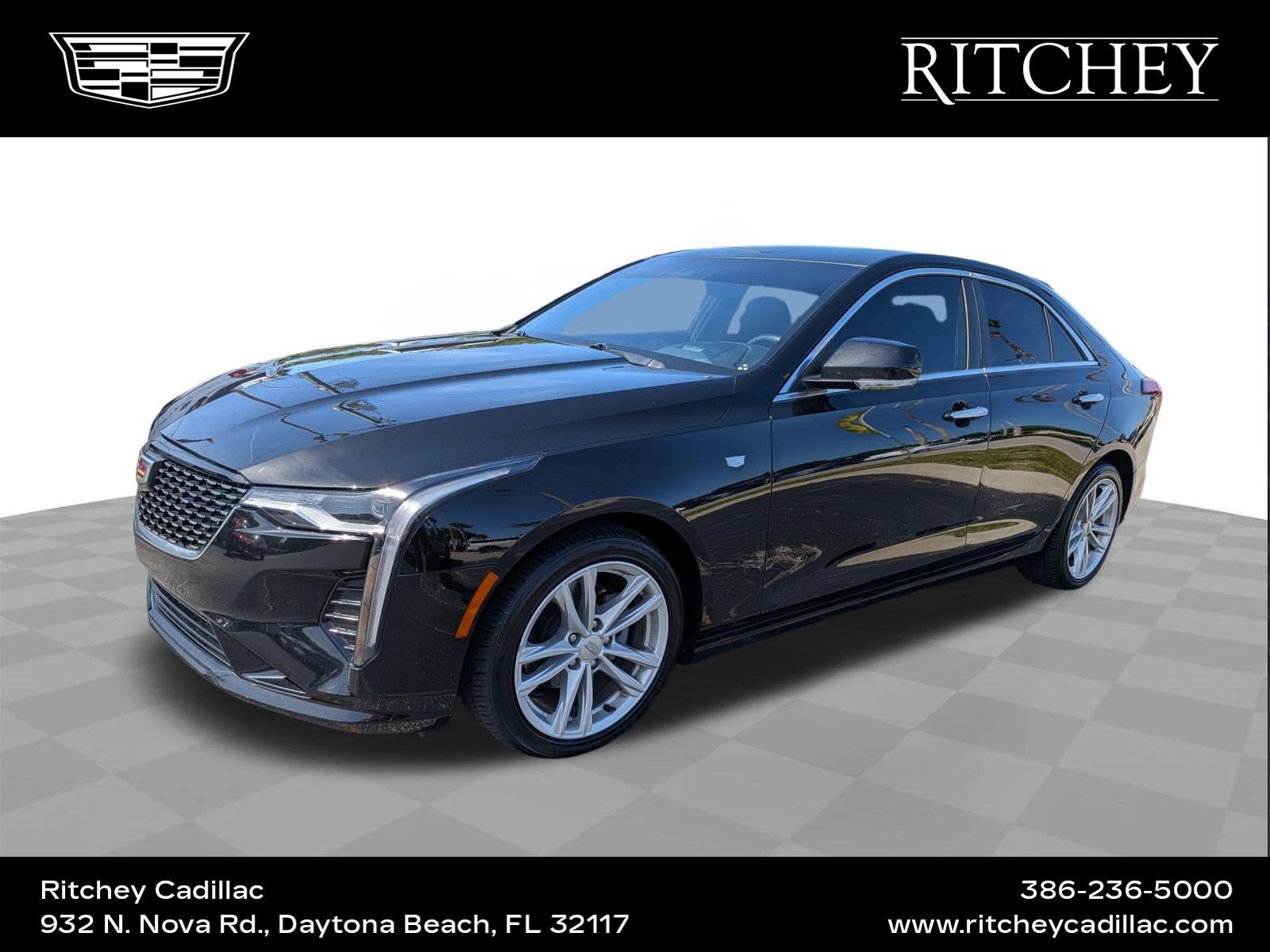 2023 Cadillac CT4 Luxury in Black Raven — front three-quarter view