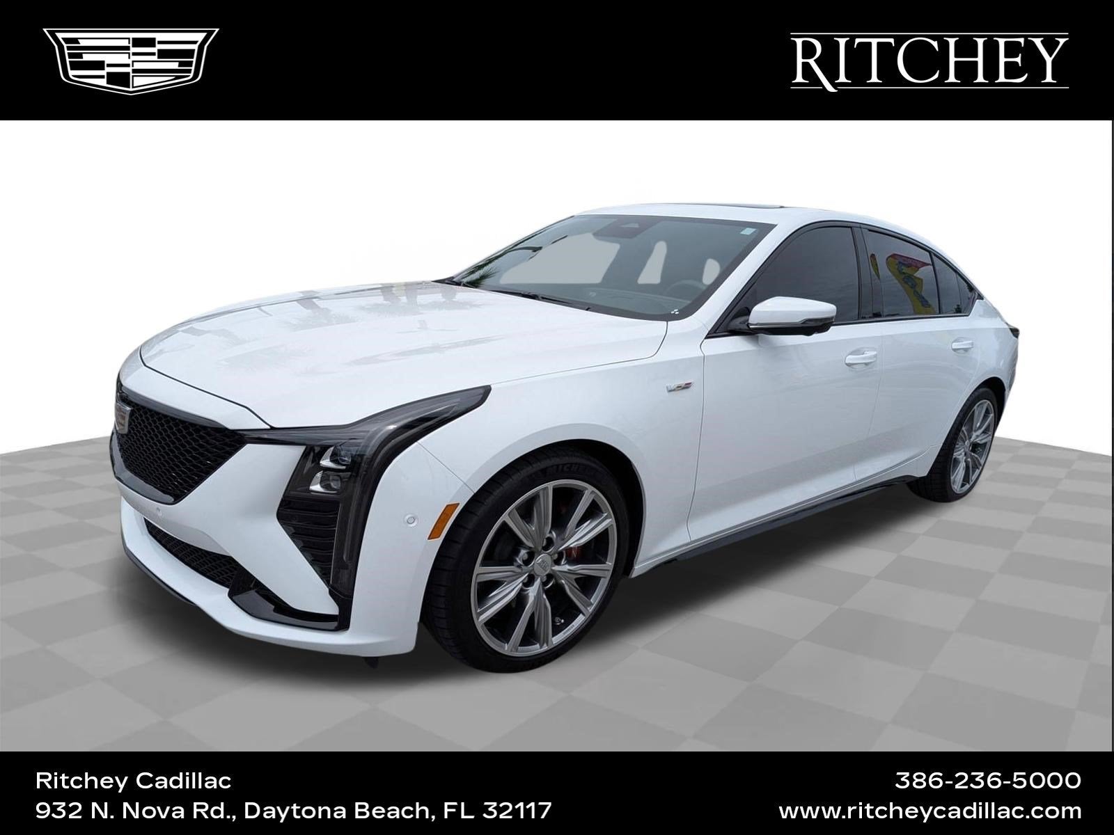2026 Cadillac CT5-V V-Series in Summit White — front three-quarter view