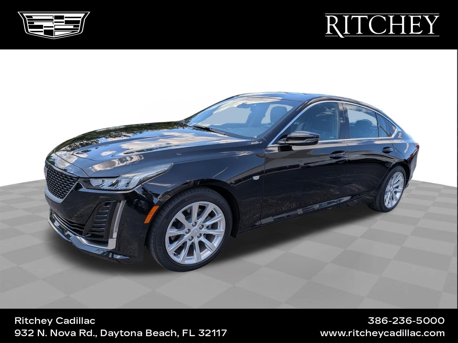 2021 Cadillac CT5 Luxury in Black Raven — front three-quarter view
