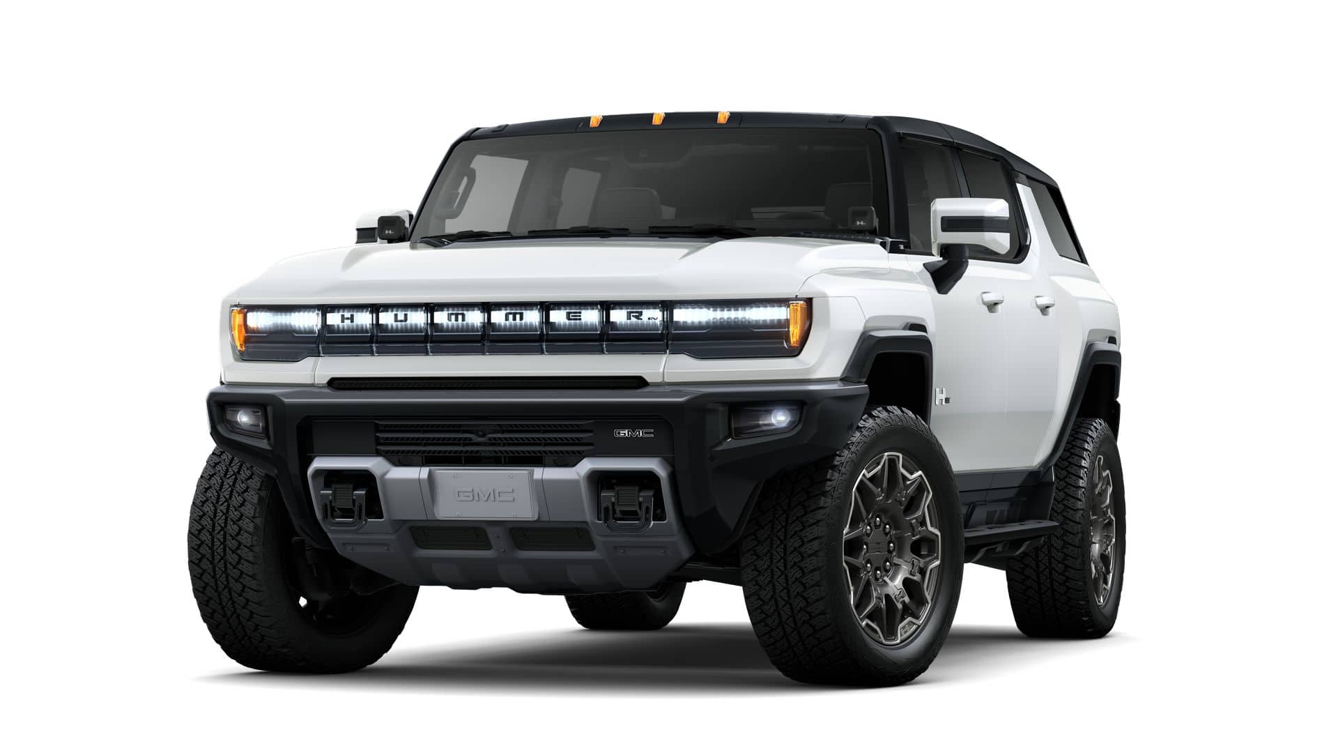 2024 GMC HUMMER EV SUV 3X in Interstellar White — front three-quarter view