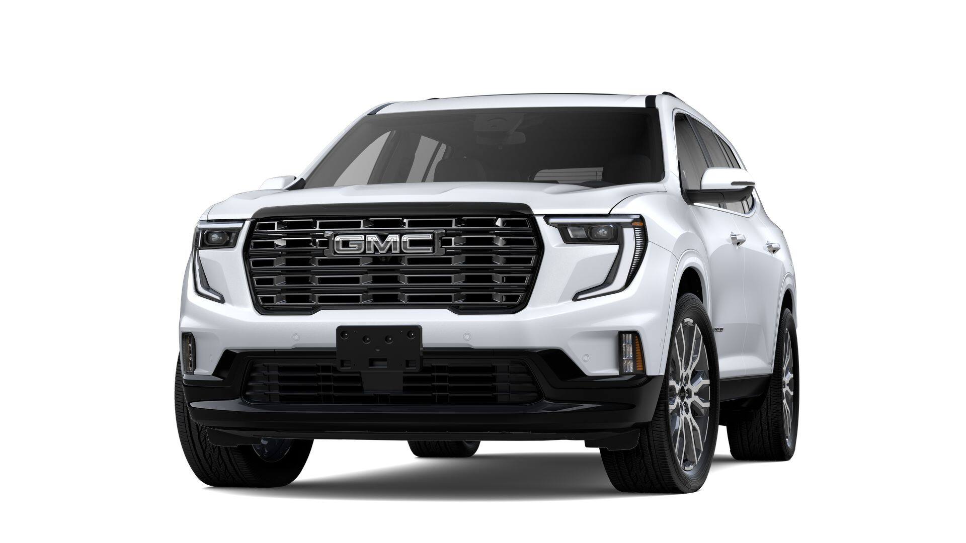 2026 GMC Acadia Denali Ultimate in Glacier White Tricoat — front three-quarter view