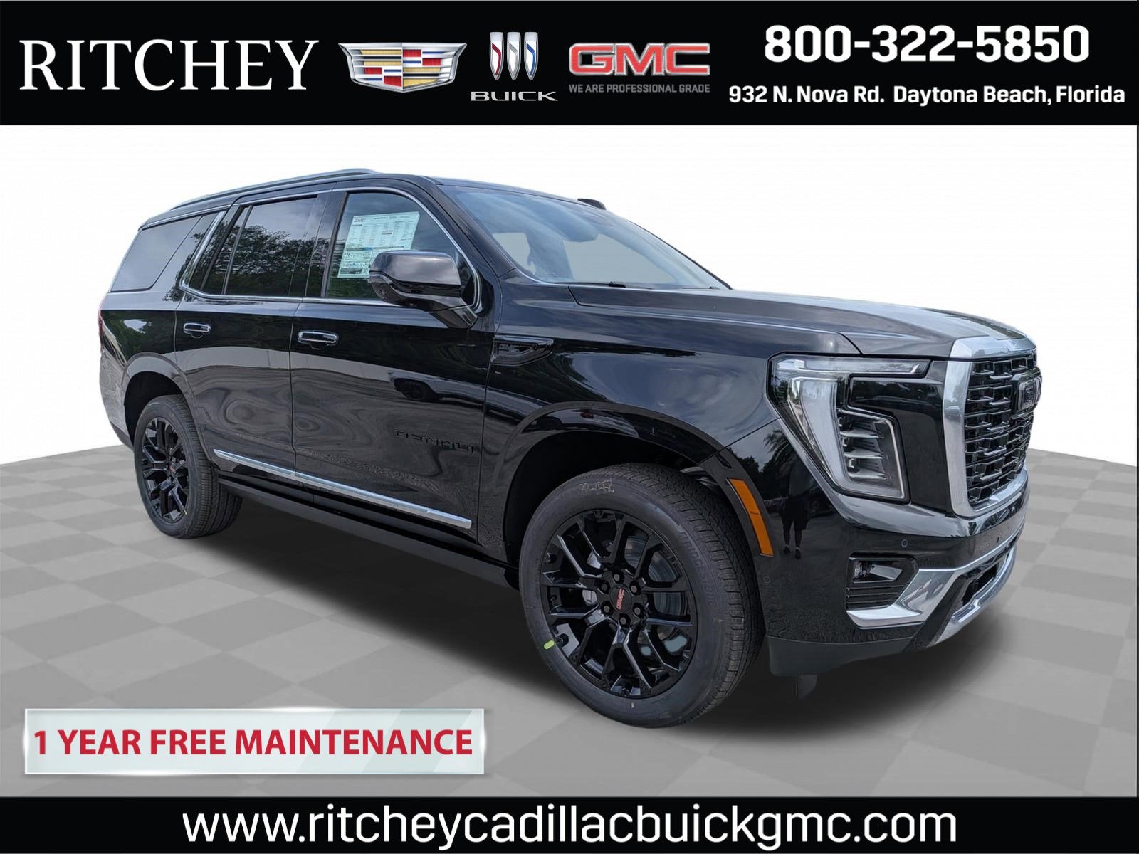 2026 GMC Yukon Denali in Onyx Black — front three-quarter view