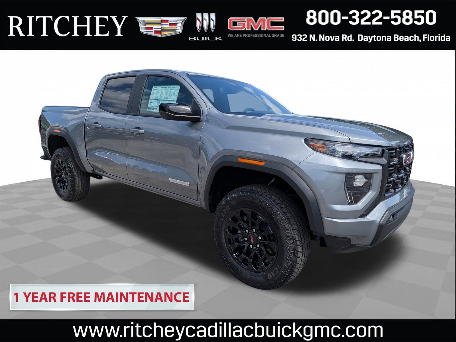 2026 GMC Canyon Elevation in Sterling Metallic — front three-quarter view