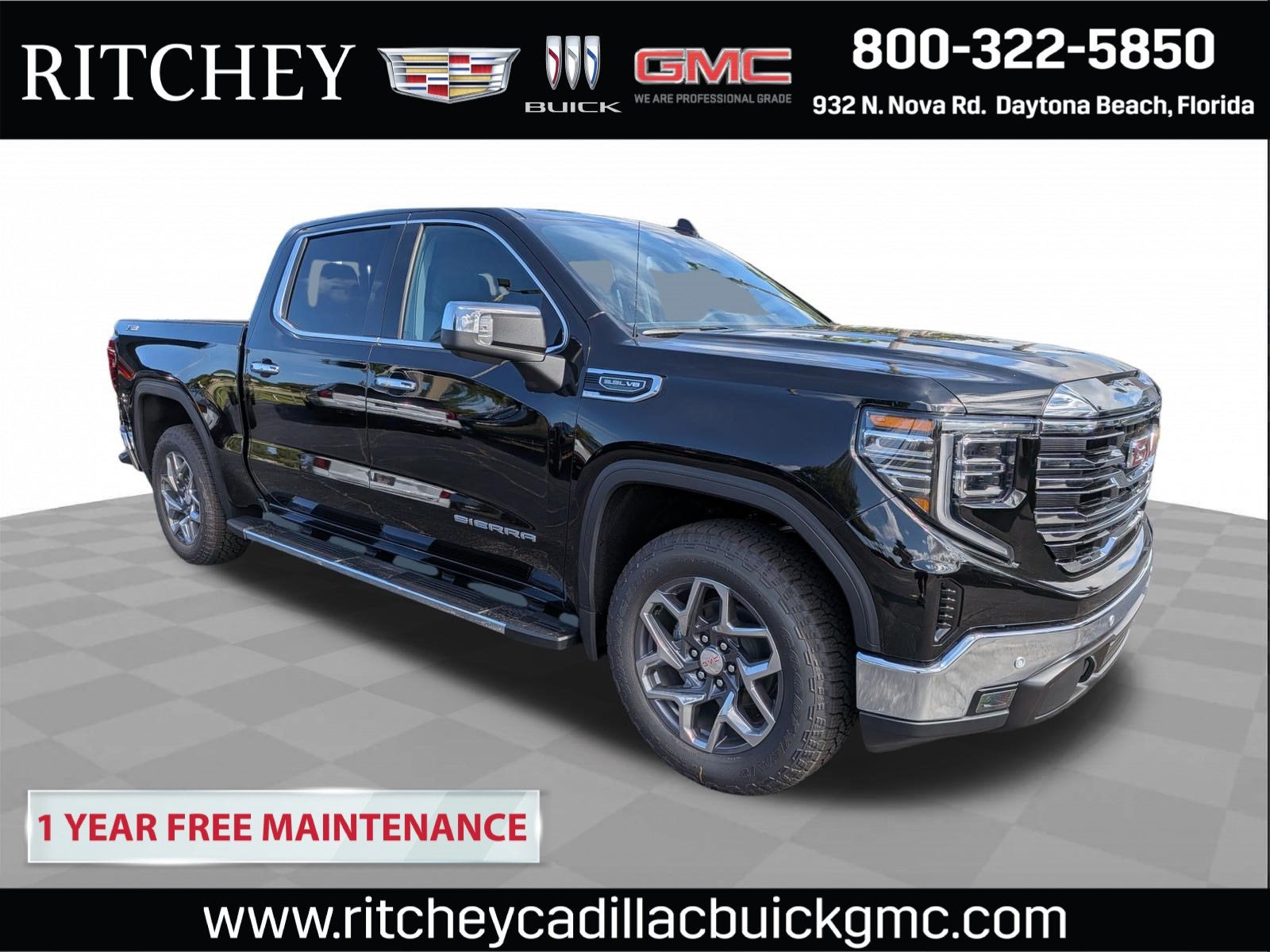 2026 GMC Sierra 1500 SLT in Onyx Black — front three-quarter view