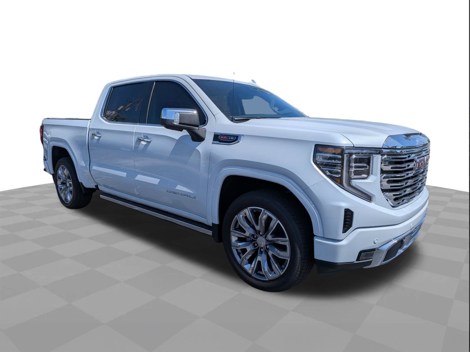 2026 GMC Sierra 1500 Denali in Glacier White Tricoat — front three-quarter view