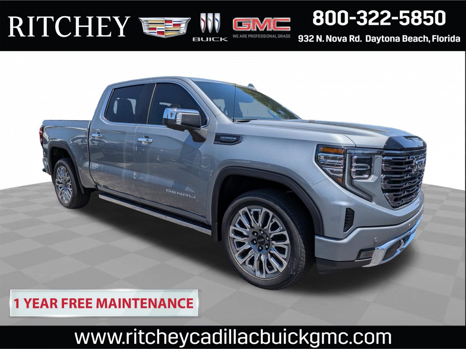 2026 GMC Sierra 1500 Denali Ultimate in Sterling Metallic — front three-quarter view