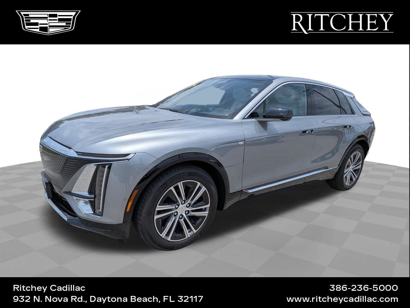 2024 Cadillac LYRIQ Luxury 1 in Argent Silver Metallic — front three-quarter view