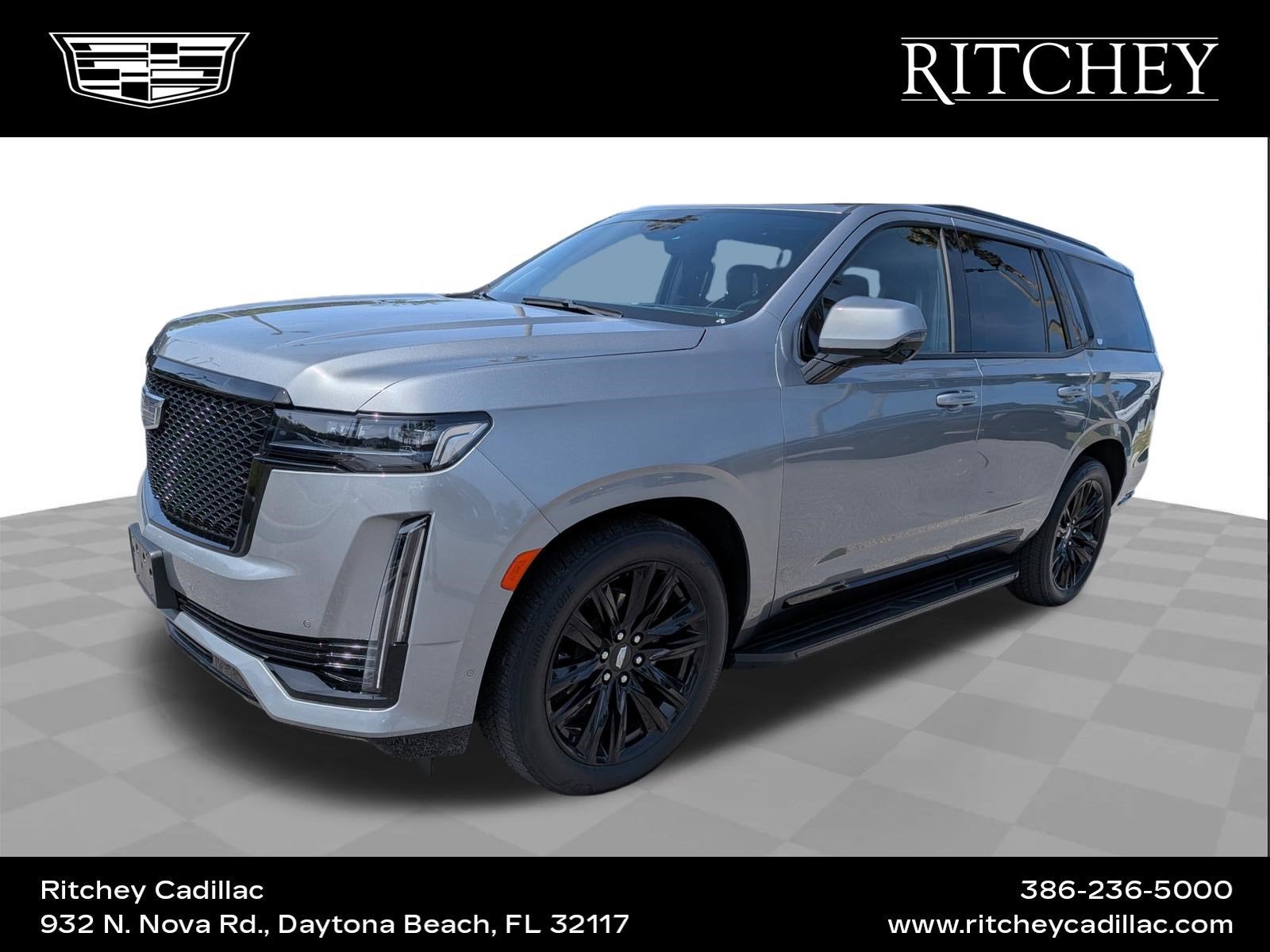 2023 Cadillac Escalade Sport Platinum in Argent Silver Metallic — front three-quarter view
