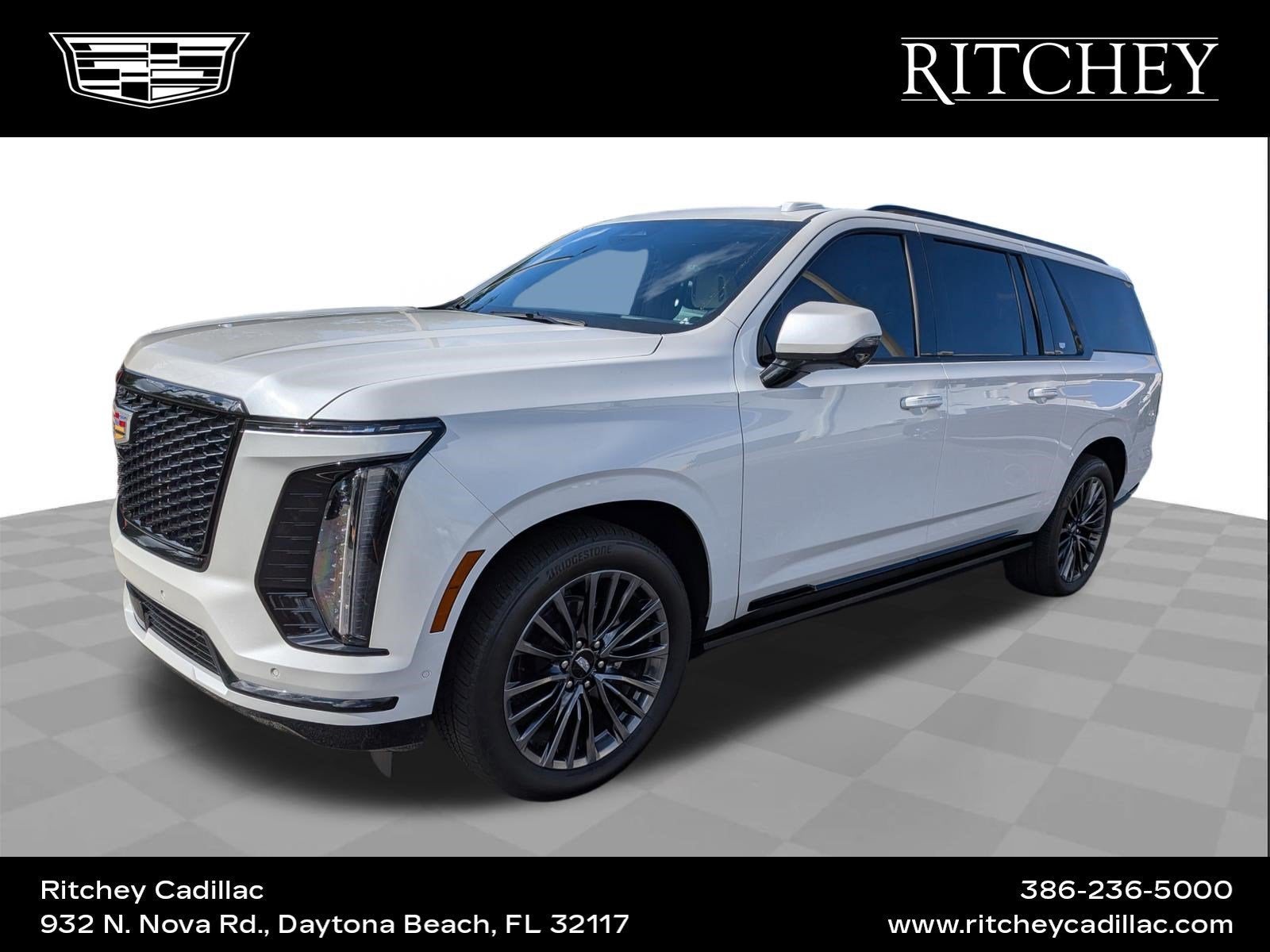 2025 Cadillac Escalade ESV Sport Platinum in Crystal White Tricoat — front three-quarter view