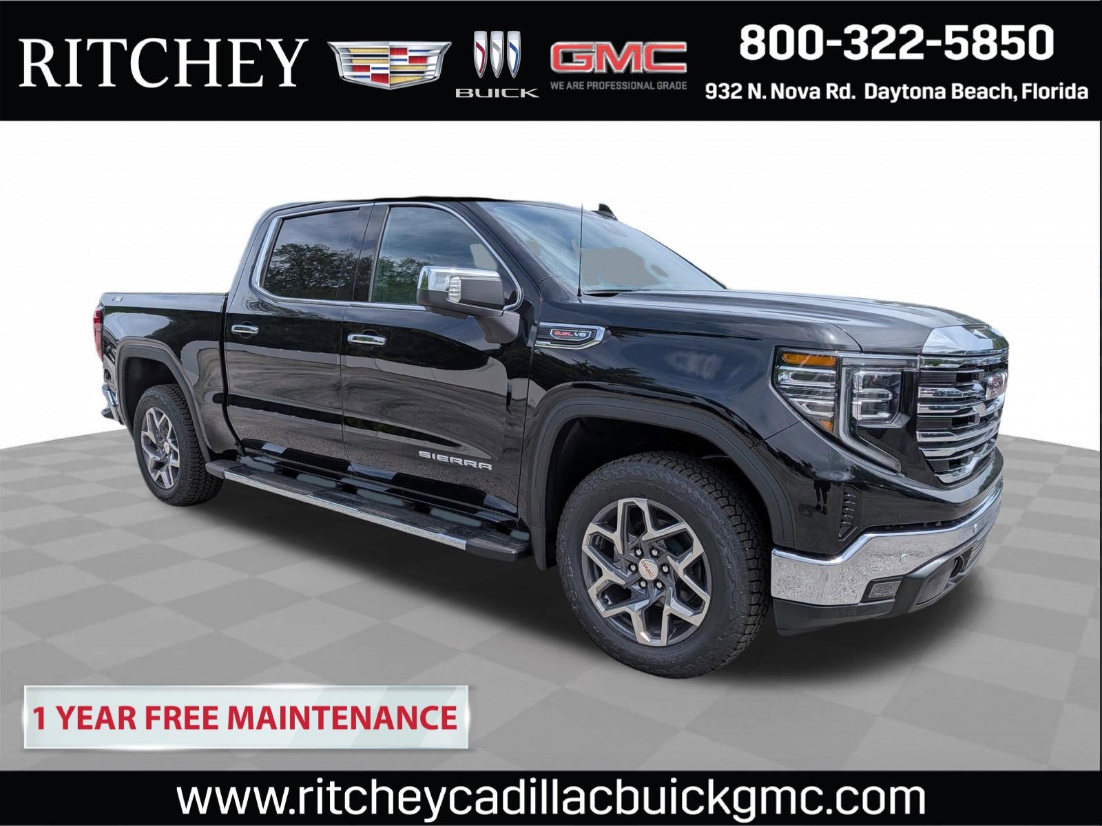 2026 GMC Sierra 1500 SLT in Onyx Black — front three-quarter view