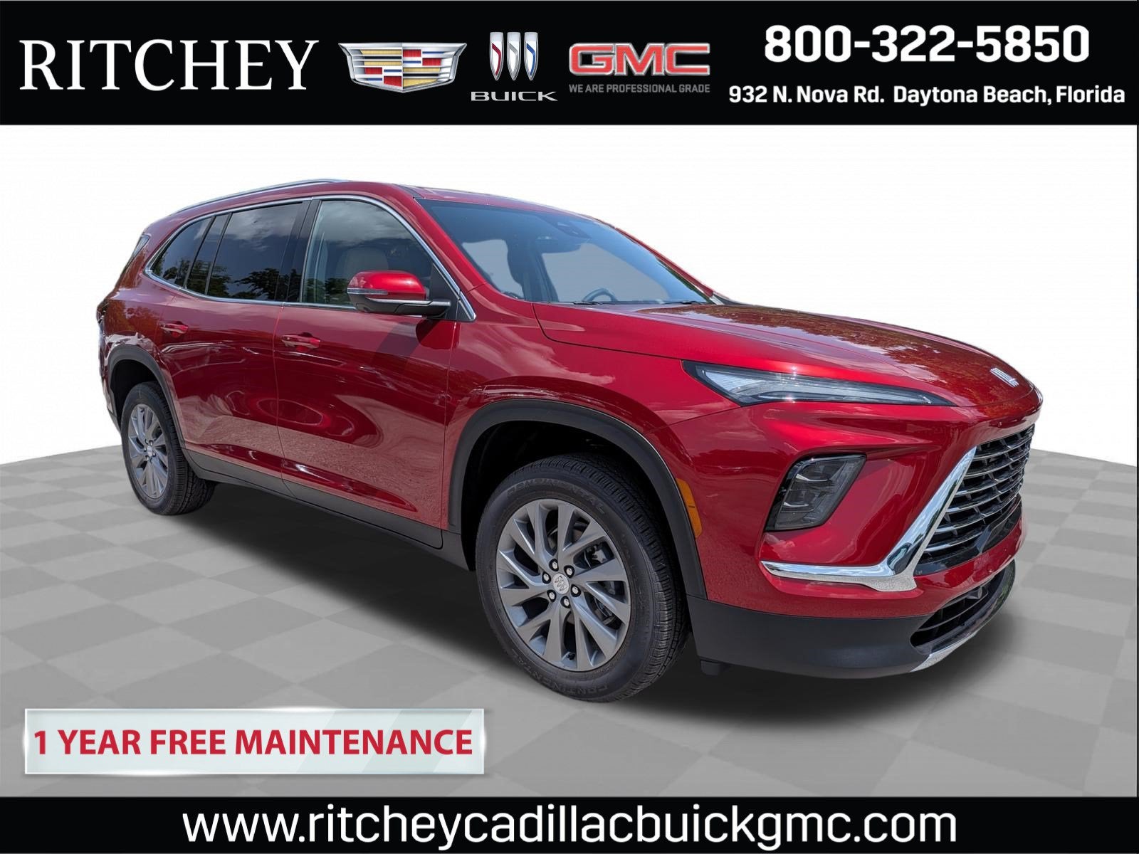 2026 Buick Enclave Preferred in Cherry Red Tintcoat — front three-quarter view