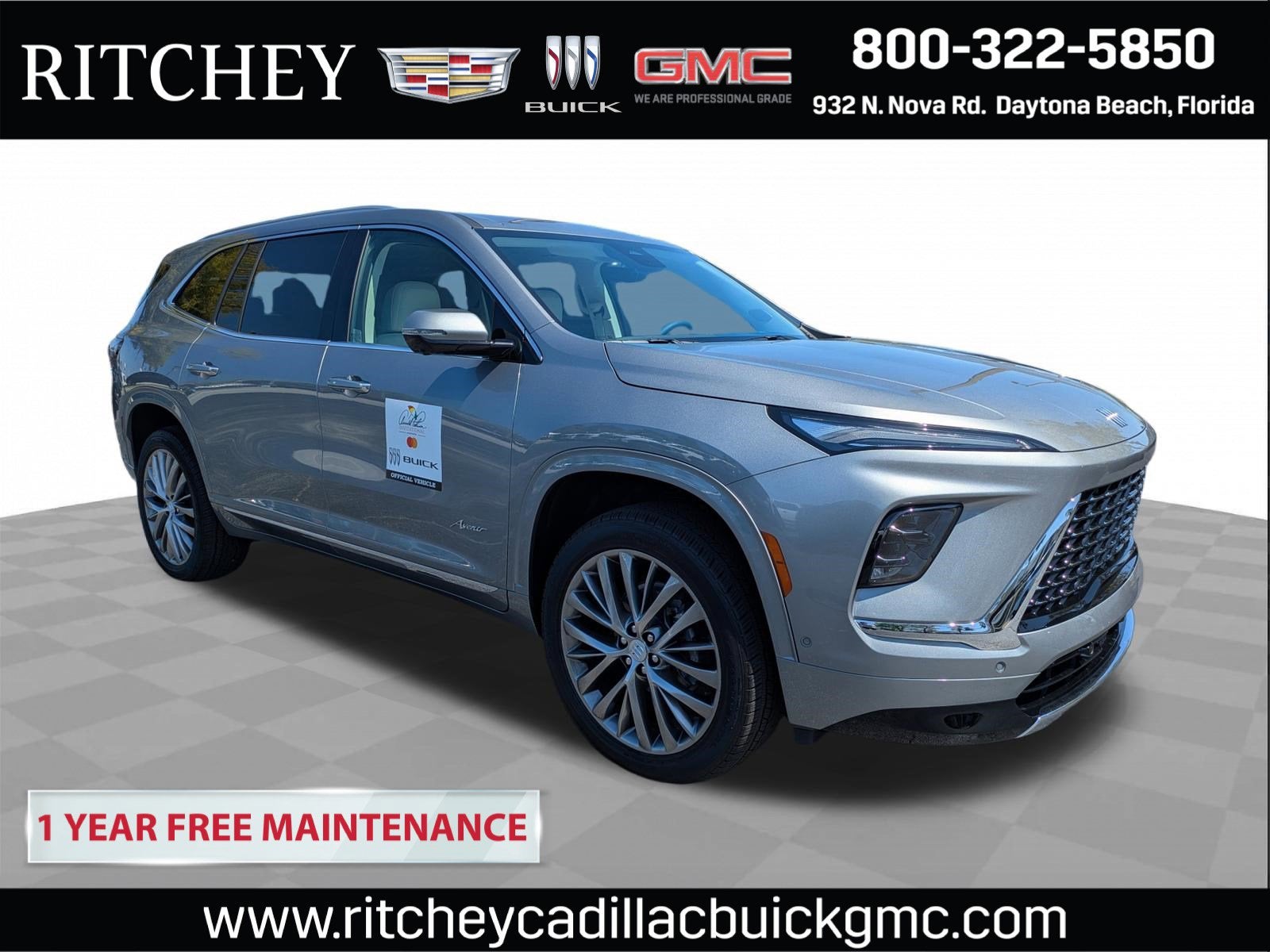 2026 Buick Enclave Avenir in Moonstone Gray Metallic — front three-quarter view