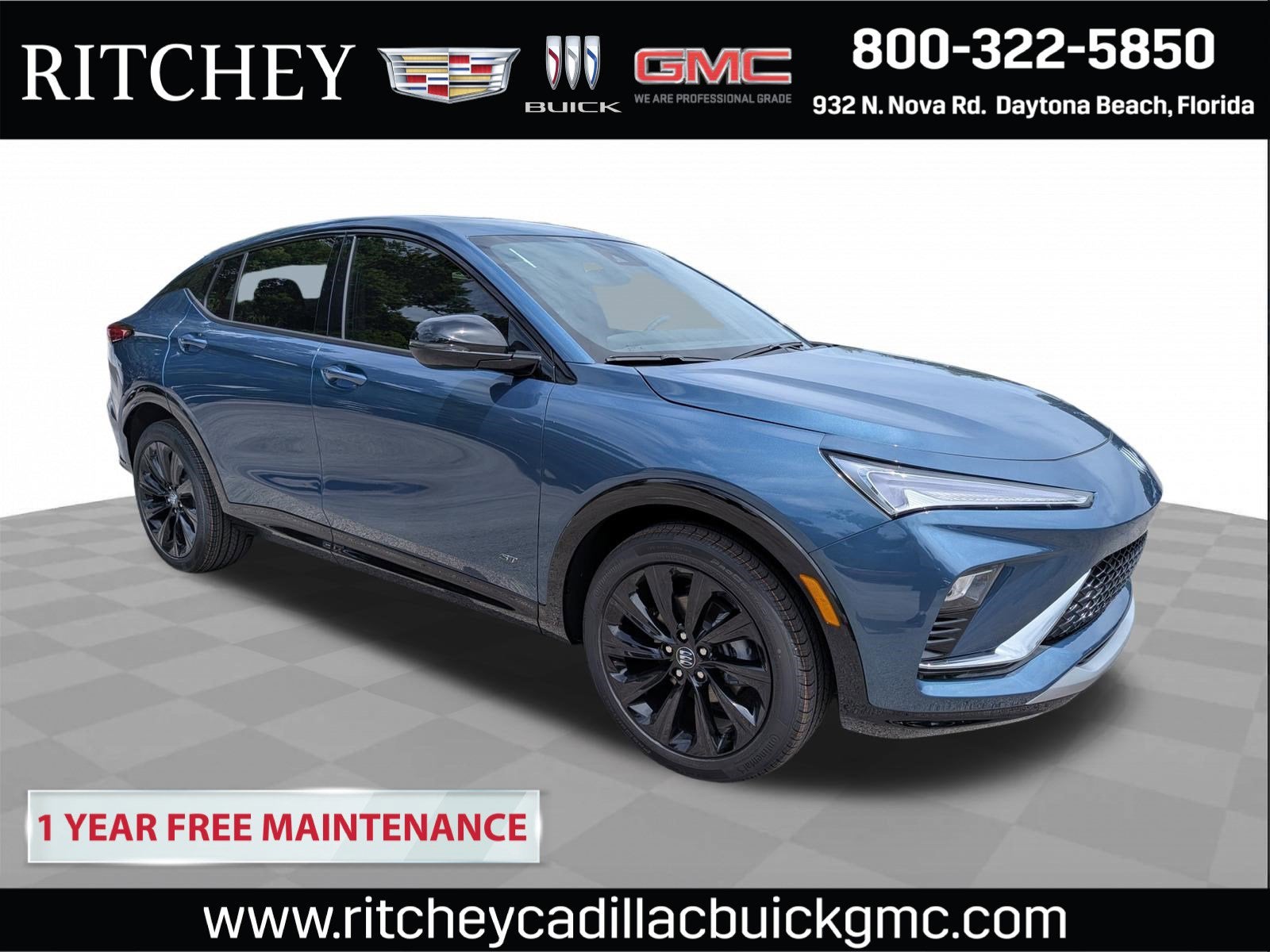 2026 Buick Envista Sport Touring in Ocean Blue Metallic — front three-quarter view