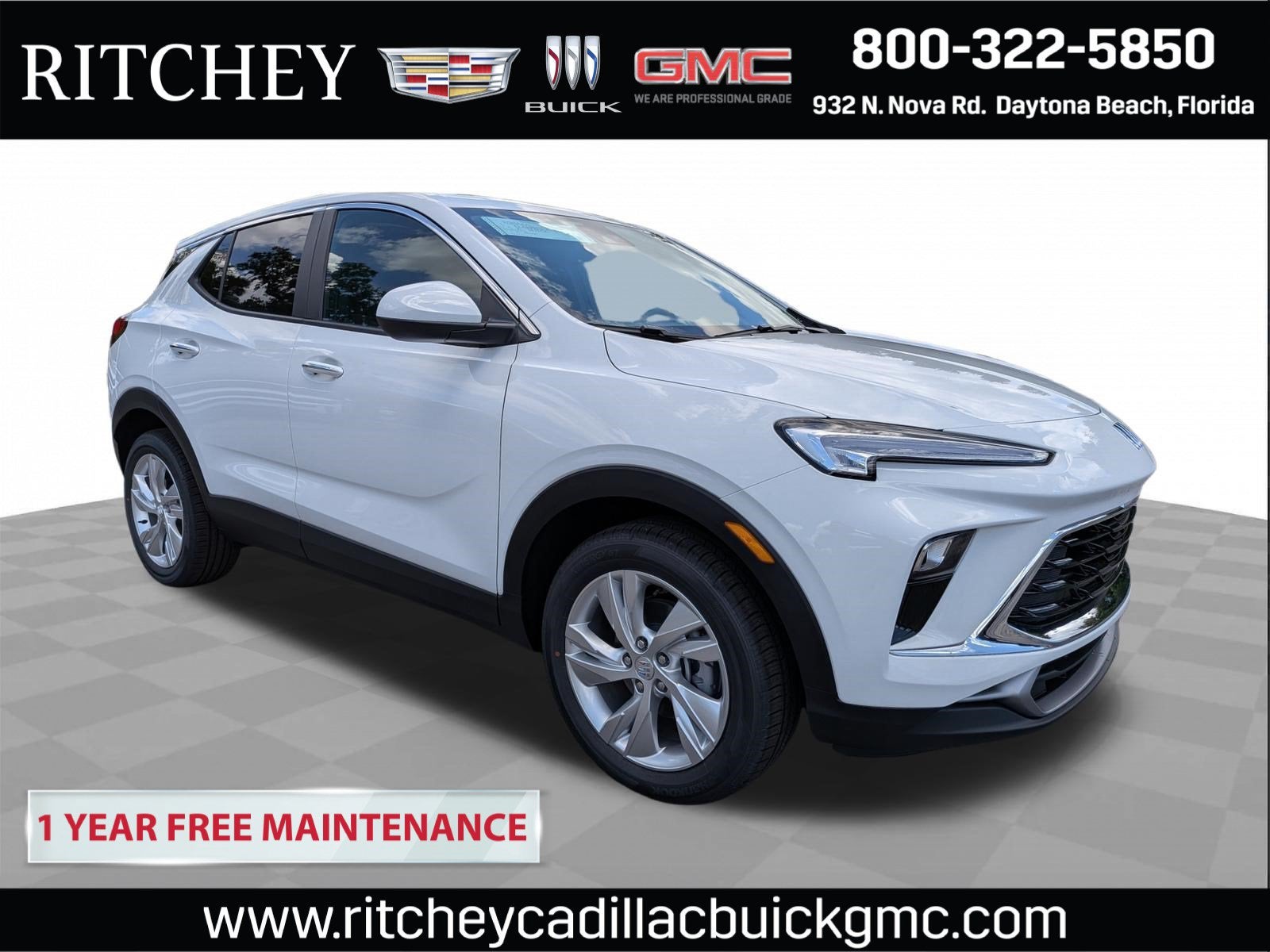 2026 Buick Encore GX Preferred in Summit White — front three-quarter view