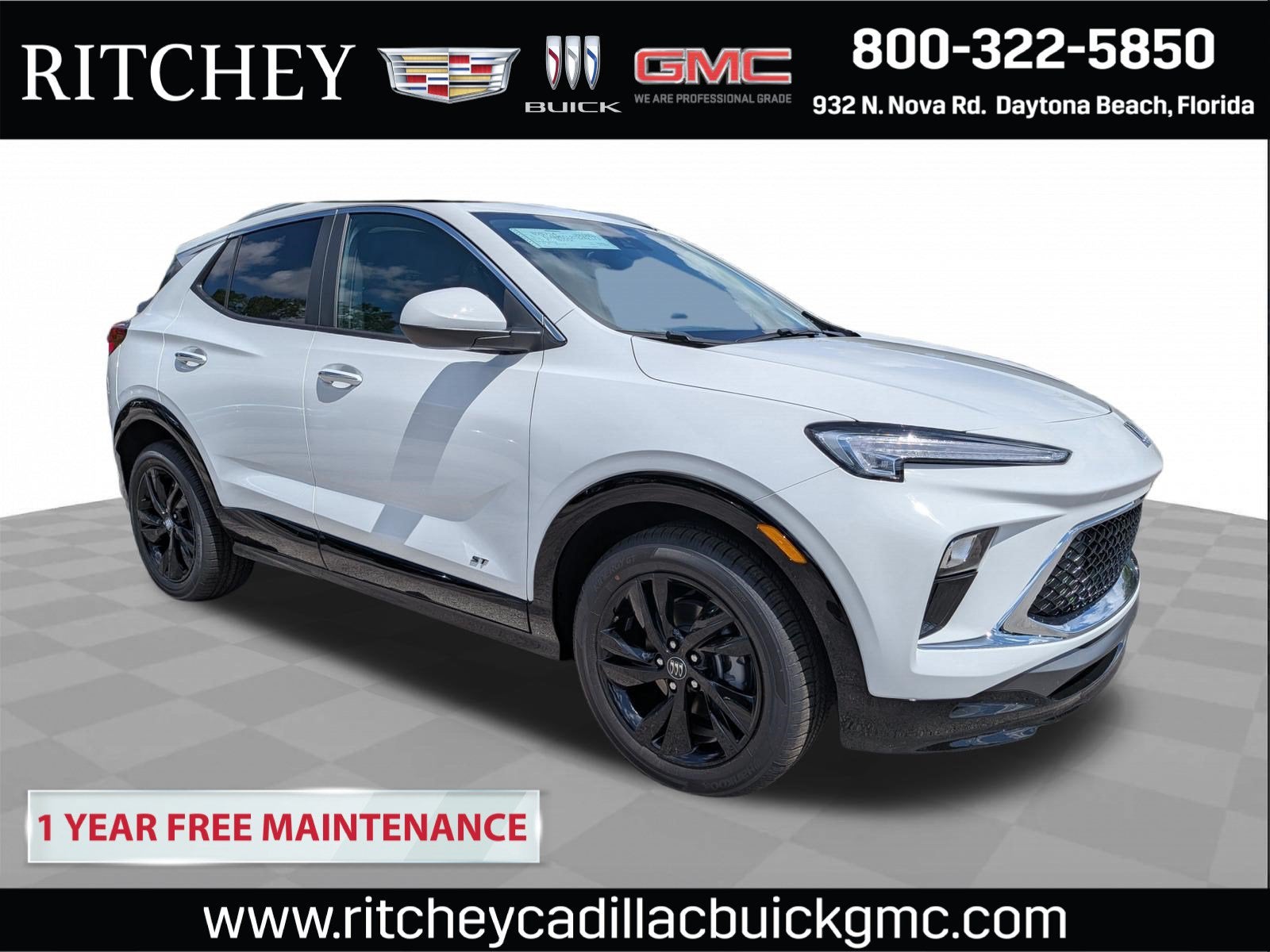 2026 Buick Encore GX Sport Touring in Summit White — front three-quarter view