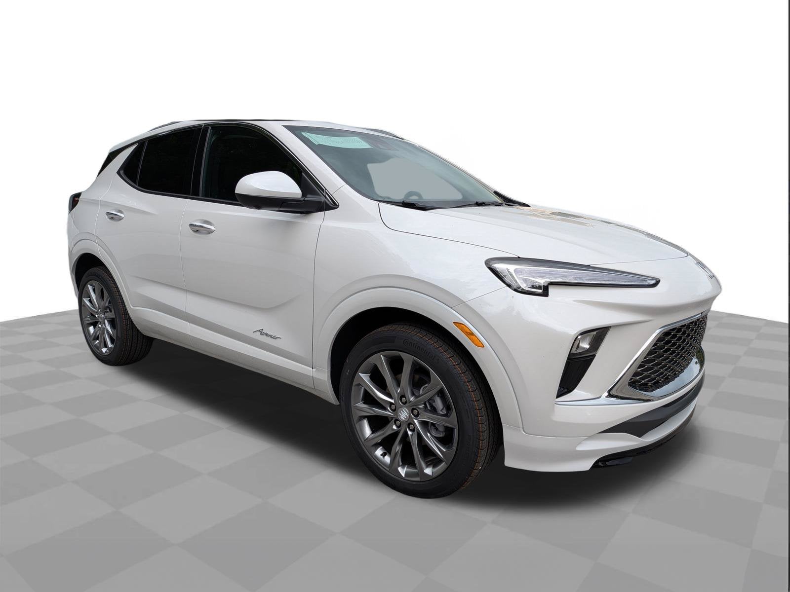 2026 Buick Encore GX Avenir in White Frost Tricoat — front three-quarter view